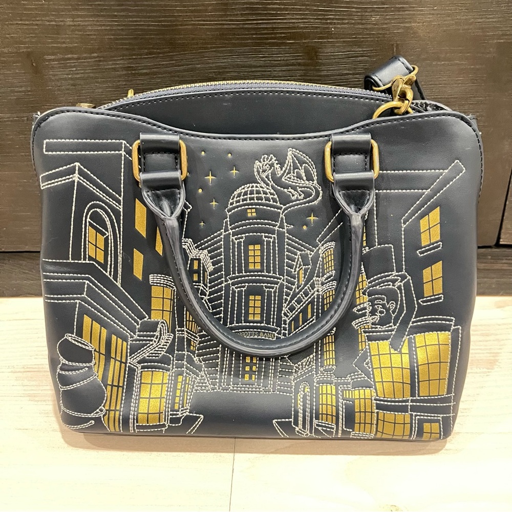 Loungefly Harry Potter Diagon Alley Satchel Crossbody Bag Embroidered Purse‎ EUC - Picture 2 of 12